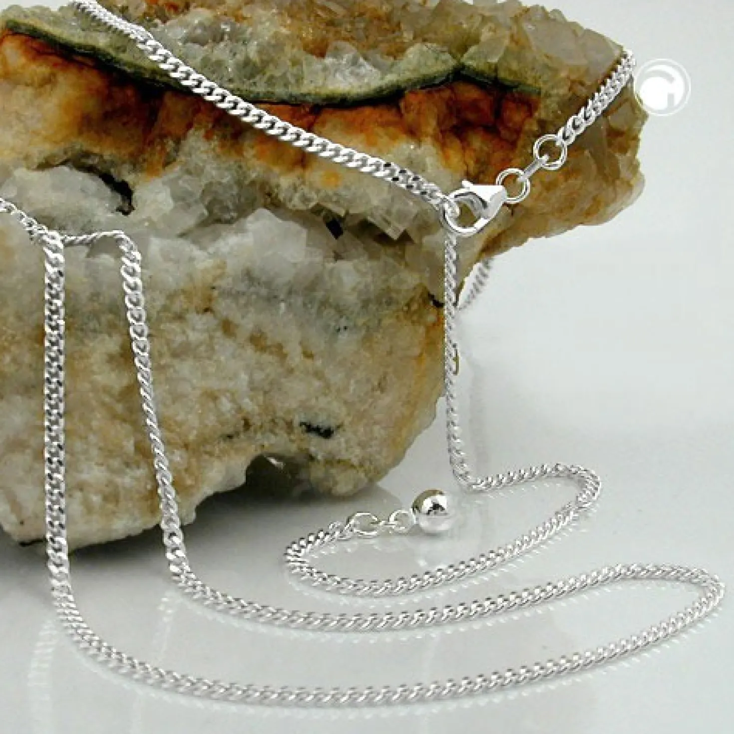2mm Panzerkette Kette Collier Halskette, 925 Silber, diamantiert, 50cm
