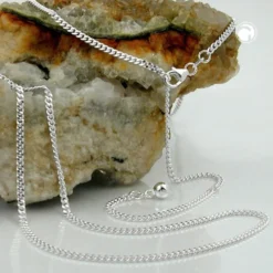 2mm Panzerkette Kette Collier Halskette, 925 Silber, diamantiert 60cm