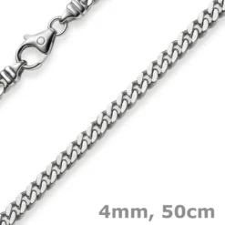 4mm Panzerkette Kette Collier aus 585 Gold Weißgold, Goldkette, 50cm