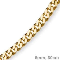 6mm Panzerkette Kette Collier aus 585 Gold Gelbgold, Goldkette, 60cm