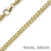 4mm Panzerkette Kette Collier aus 585 Gold Gelbgold, Goldkette, 60cm