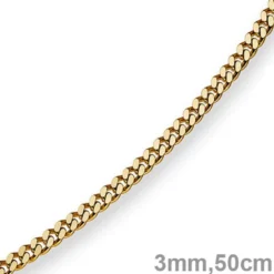 3mm Panzerkette Kette Collier aus 585 Gold Gelbgold, Goldkette, 50cm