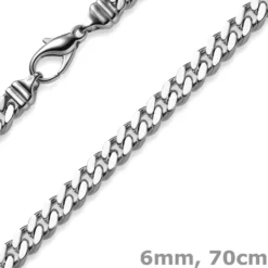 6mm Panzerkette Kette Collier aus 750 Gold Weißgold massiv 70cm Goldkette Herren