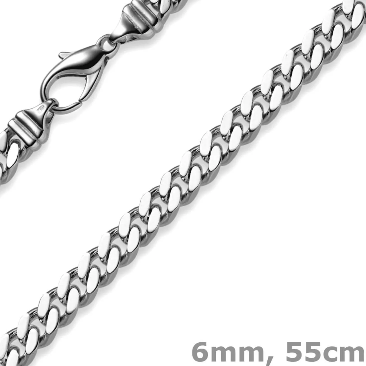 6mm Panzerkette Kette Collier aus 585 Gold Weißgold massiv 55cm Goldkette