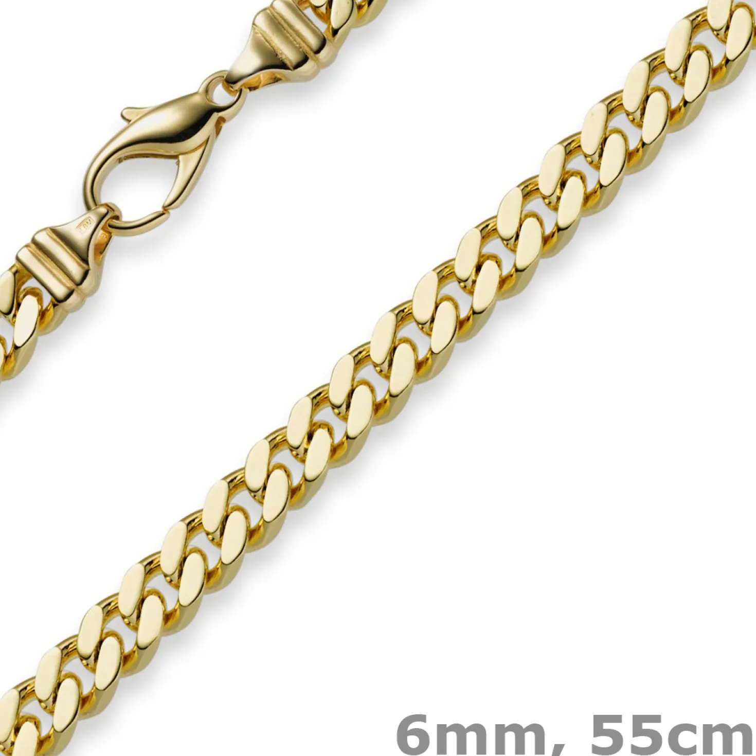 6mm Panzerkette Kette Collier aus 750 Gold Gelbgold, Goldkette, 55cm