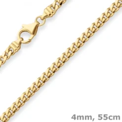 4mm Panzerkette oval diamantiert Collier Halskette aus 585 Gold Gelbgold 55cm