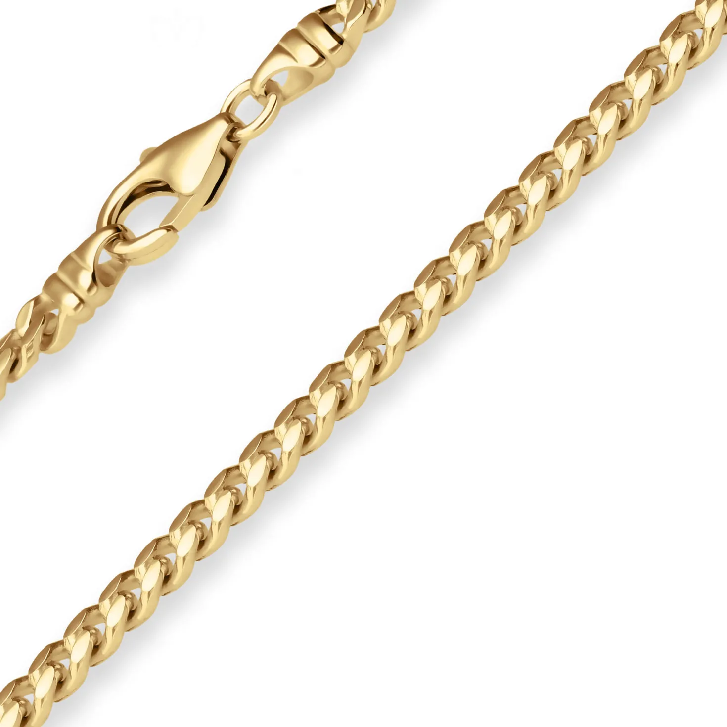 4mm Panzerkette oval diamantiert Collier Halskette aus 585 Gold Gelbgold 60cm