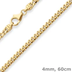 4mm Panzerkette oval diamantiert Collier Halskette aus 585 Gold Gelbgold 60cm