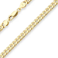 6mm Panzerkette oval diamantiert Kette Collier aus 585 Gold Gelbgold 45cm