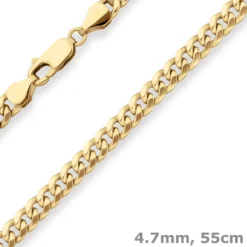 4,7mm Panzerkette oval diamantiert Collier Halskette aus 585 Gold Gelbgold 55cm