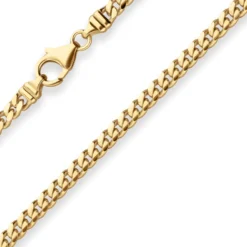 4mm Panzerkette oval diamantiert Collier Halskette aus 585 Gold Gelbgold 50cm