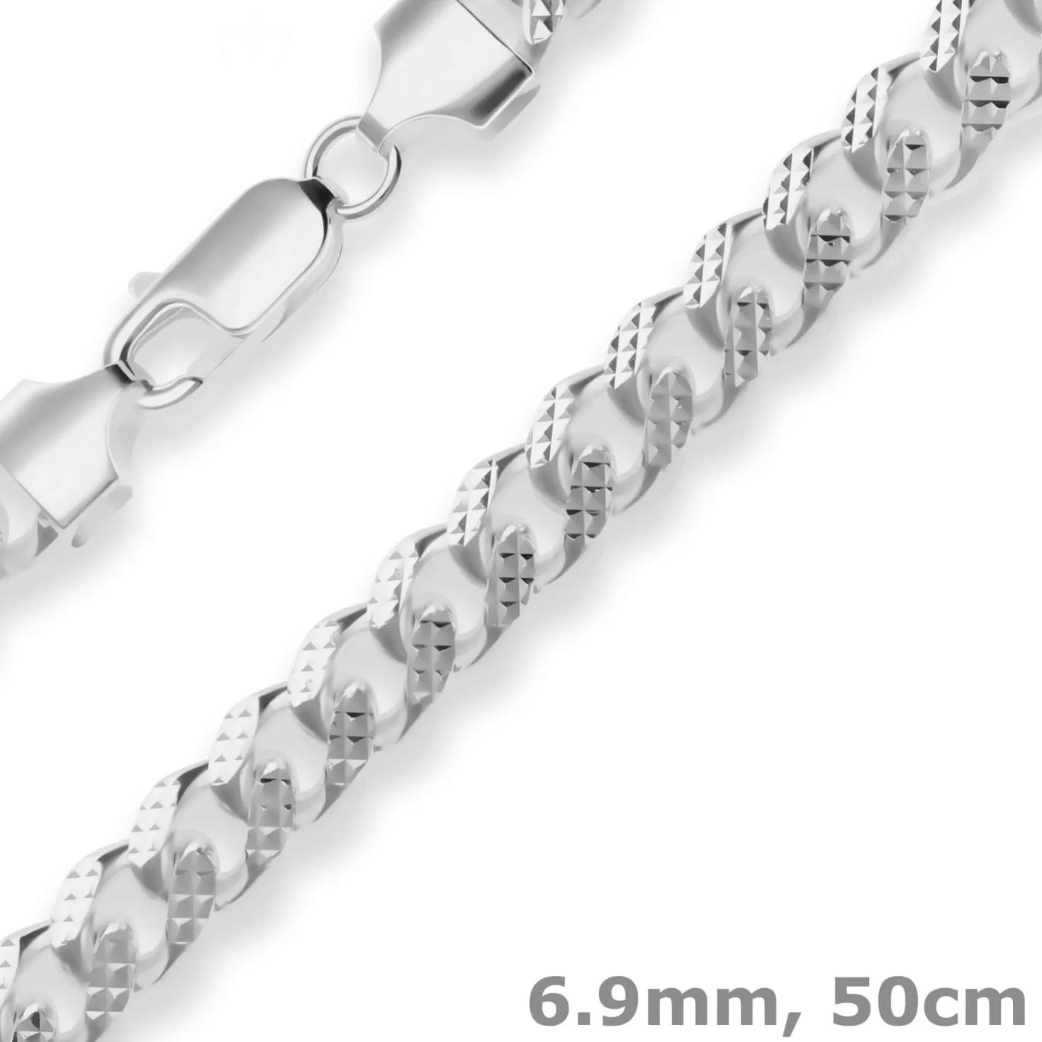 6,9mm Panzerkette oval Silberkette Collier Halskette aus 925 Silber 50cm