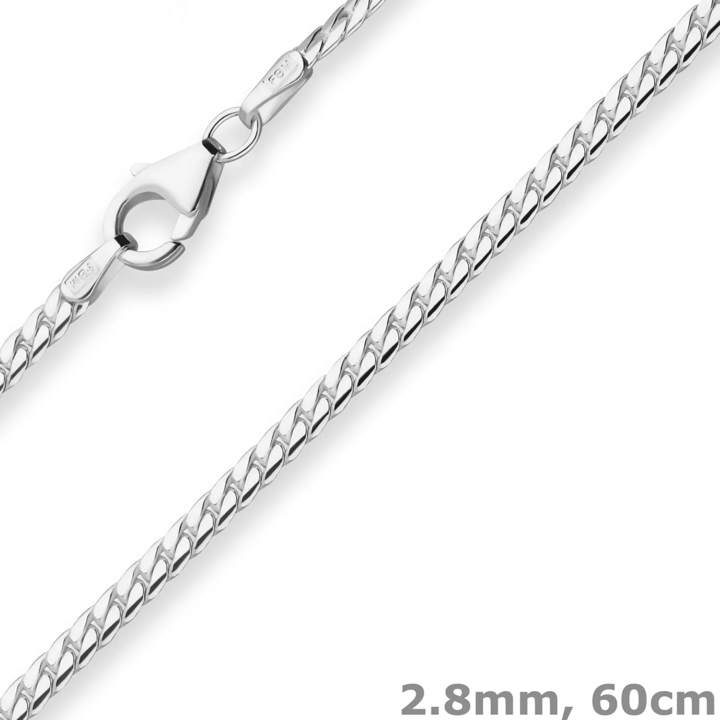 2,8mm Panzerkette oval Silberkette Collier Halskette aus 925 Silber 60cm