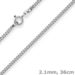 2,1mm Panzerkette Silberkette Collier Halskette aus 925 Silber rhodiniert 36cm