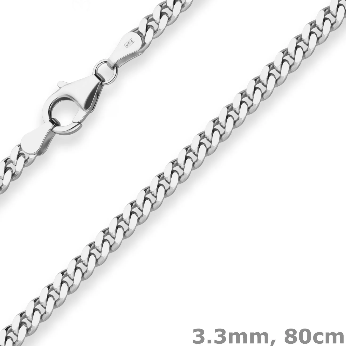 3,3mm Panzerkette Silberkette Collier Halskette aus 925 Silber 80cm
