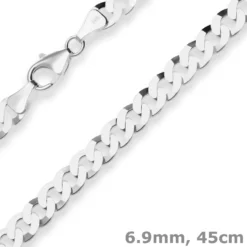 6,9mm Panzerkette Silberkette Collier Halskette aus 925 Silber 45cm