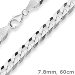 7,8mm Panzerkette Silberkette Collier Halskette aus 925 Silber 60cm