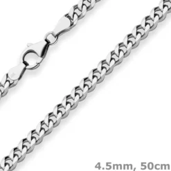 4,5mm Panzerkette Silberkette Collier Halskette aus 925 Silber rhodiniert 50cm