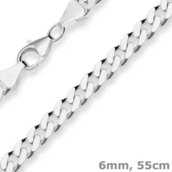 6mm Panzerkette Silberkette Collier Halskette aus 925 Silber 55cm