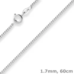 1,7mm Panzerkette Silberkette Collier Halskette aus 925 Silber 60cm