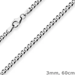 3mm Panzerkette Silberkette Collier Halskette aus 925 Silber rhodiniert 60cm