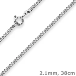 2,1mm Panzerkette Silberkette Collier Halskette aus 925 Silber rhodiniert 38cm