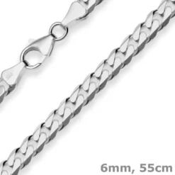 6mm Panzerkette Silberkette Collier Halskette aus 925 Silber rhodiniert 55cm