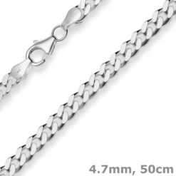 4,7mm Panzerkette Silberkette Collier Halskette aus 925 Silber rhodiniert 50cm