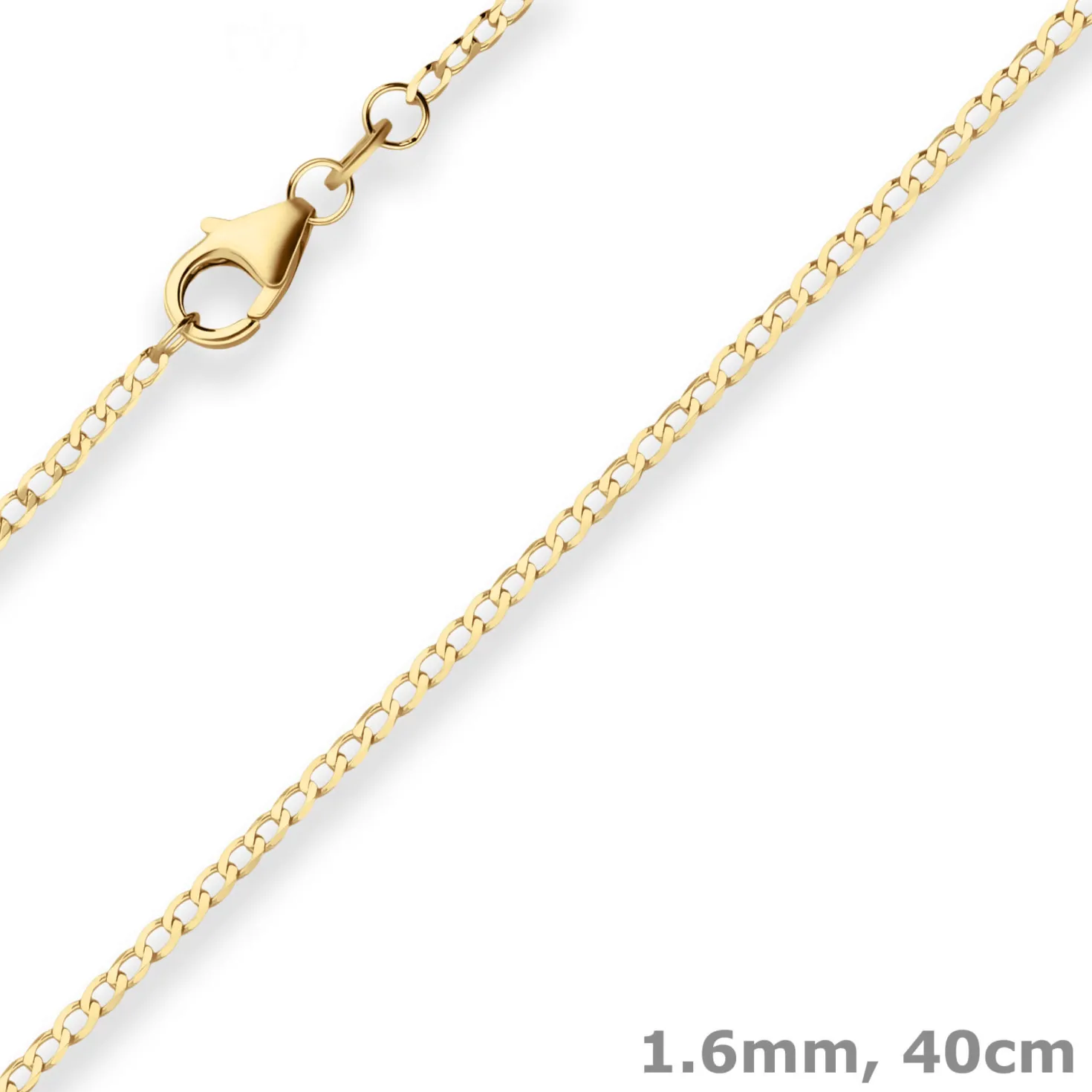 1,6mm Panzerkette weit Collier Halskette aus 585 Gold Gelbgold 40cm