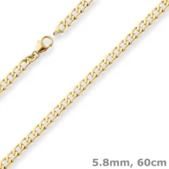 5,8mm Panzerkette weit Goldkette Collier Halskette aus 333 Gold Gelbgold 60cm