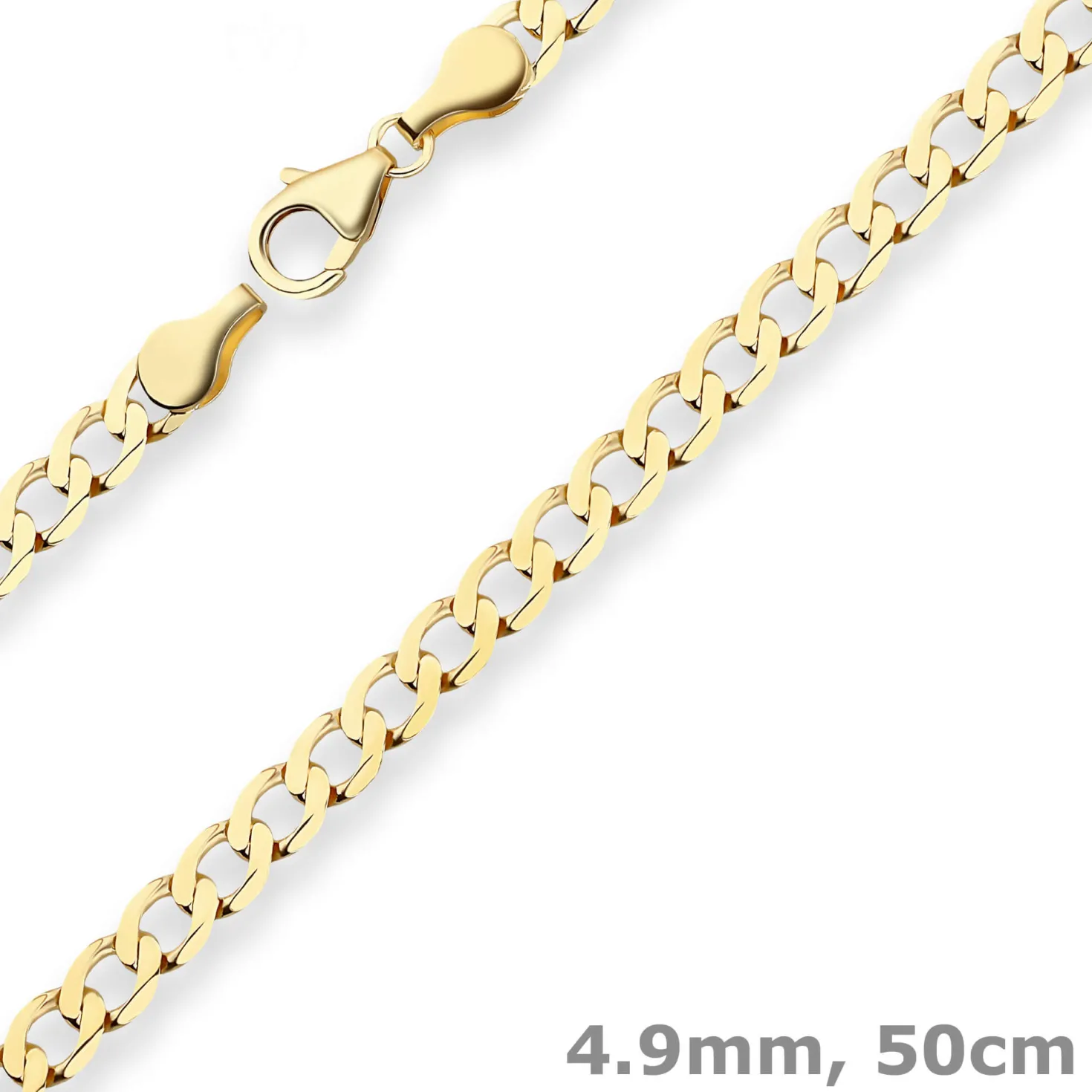 4,9mm Panzerkette weit Goldkette Collier Halskette aus 333 Gold Gelbgold 50cm