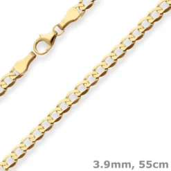 3,9mm Panzerkette weit Goldkette Collier Halskette aus 333 Gold Gelbgold 55cm