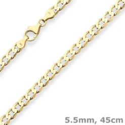 5,5mm Panzerkette weit Goldkette Collier Halskette aus 333 Gold Gelbgold 45cm