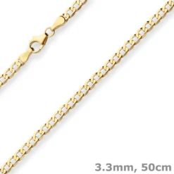 3,3mm Panzerkette weit Goldkette Collier Halskette aus 333 Gold Gelbgold 50cm