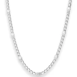 4mm Panzerkette weit Silberkette Collier Halskette aus 925 Silber 45cm Zirkonia