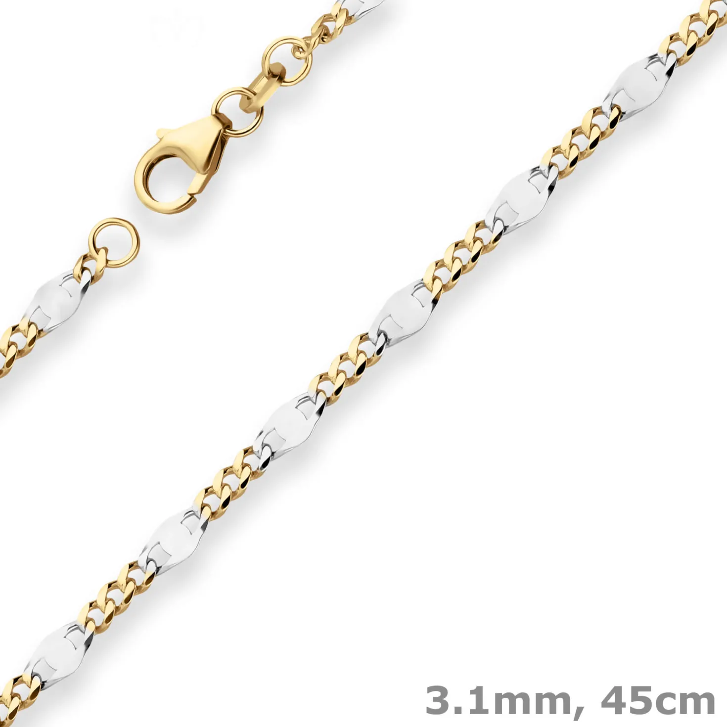 3,1mm Panzerstegkette Collier Halskette aus 333 Gold Gelbgold 45cm