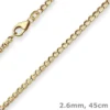 2,6mm Panzerstegkette Kette Collier Halskette aus 585 Gold Gelbgold 45cm