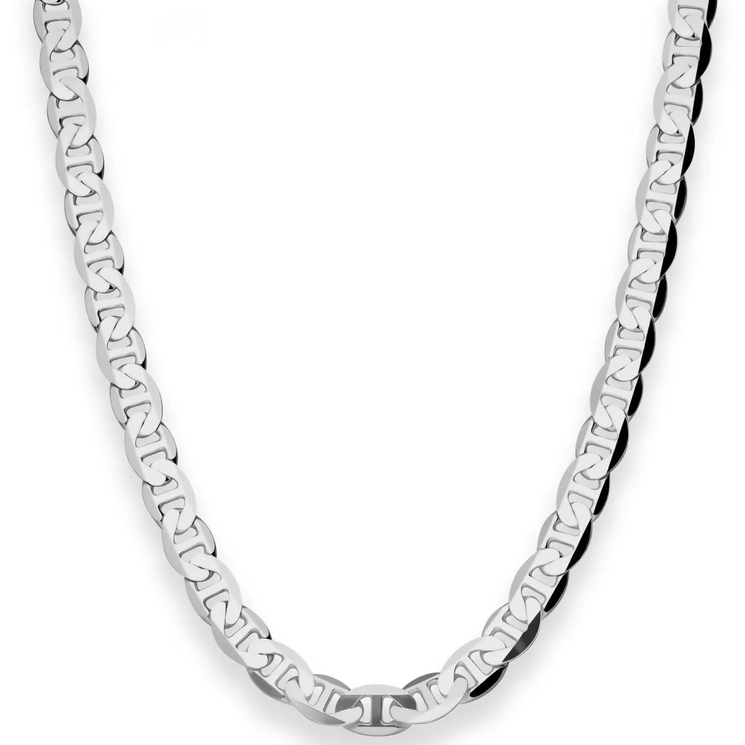 6,5mm Panzerstegkette Kette Collier Halskette aus 925 Silber rhodiniert 55cm