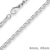 4mm Panzerstegkette Silberkette Collier Halskette aus 925 Silber rhodiniert 45cm