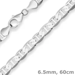 6,5mm Panzerstegkette Silberkette Collier Halskette aus 925 Silber 60cm