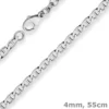 4mm Panzerstegkette Silberkette Collier Halskette aus 925 Silber rhodiniert 55cm