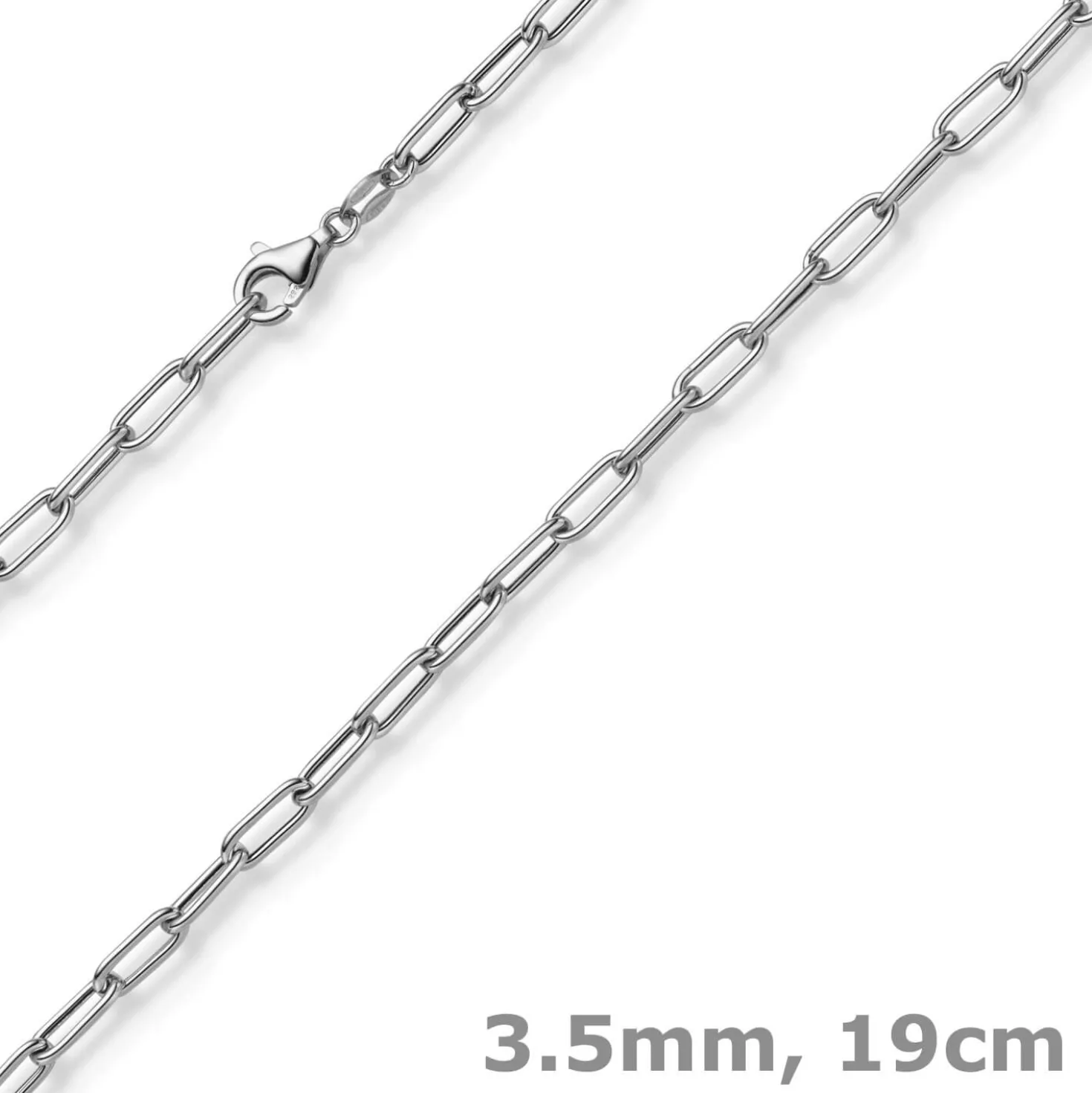 3,5mm Paper Clip Anker weit Armband Armkette aus 585 Gold Weißgold 19cm