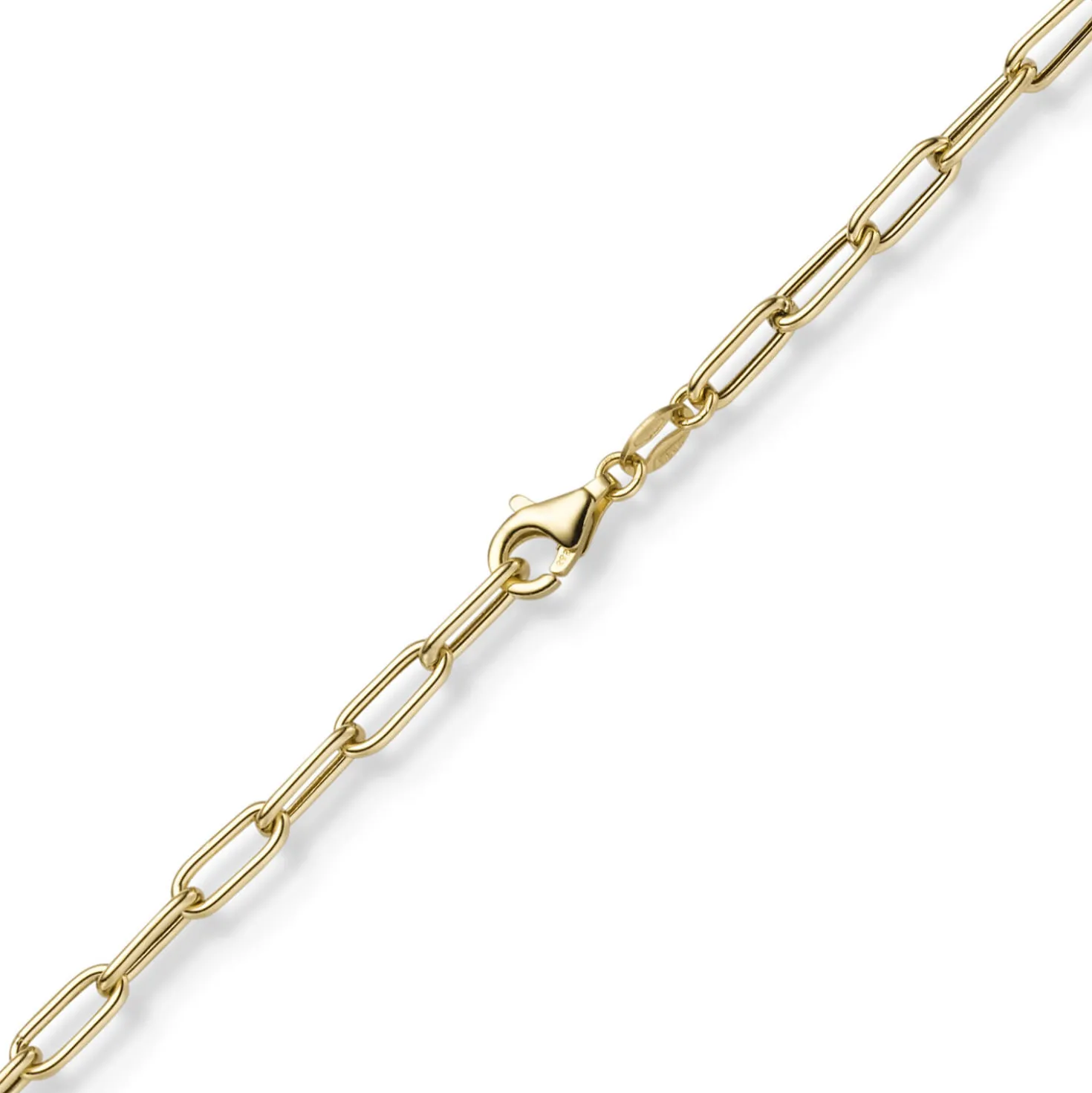 3,5mm Paper Clip Anker weit Armband Armkette aus 585 Gold Gelbgold 21cm