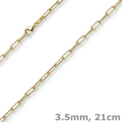 3,5mm Paper Clip Anker weit Armband Armkette aus 585 Gold Gelbgold 21cm