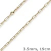 3,5mm Paper Clip Anker weit Armband Armkette aus 585 Gold Gelbgold 19cm