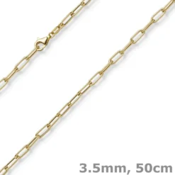 3,5mm Paper Clip Anker weit Kette Collier Halskette aus 585 Gold Gelbgold 50cm