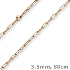 3,5mm Paper Clip Anker weit Kette Collier Halskette aus 585 Gold Rotgold 80cm