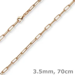 3,5mm Paper Clip Anker weit Kette Collier Halskette aus 585 Gold Rotgold 70cm