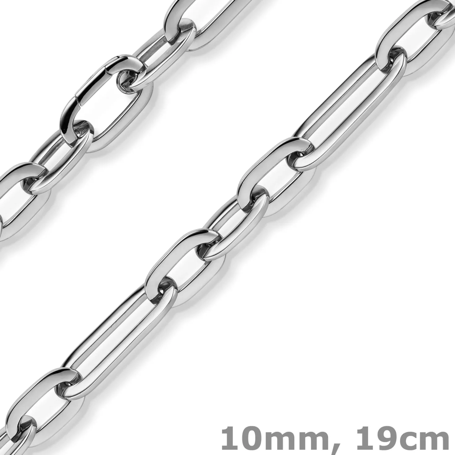 10mm Paper-Clip Armband Armkette Armschmuck aus 585 Gold Weißgold glänzend 19cm