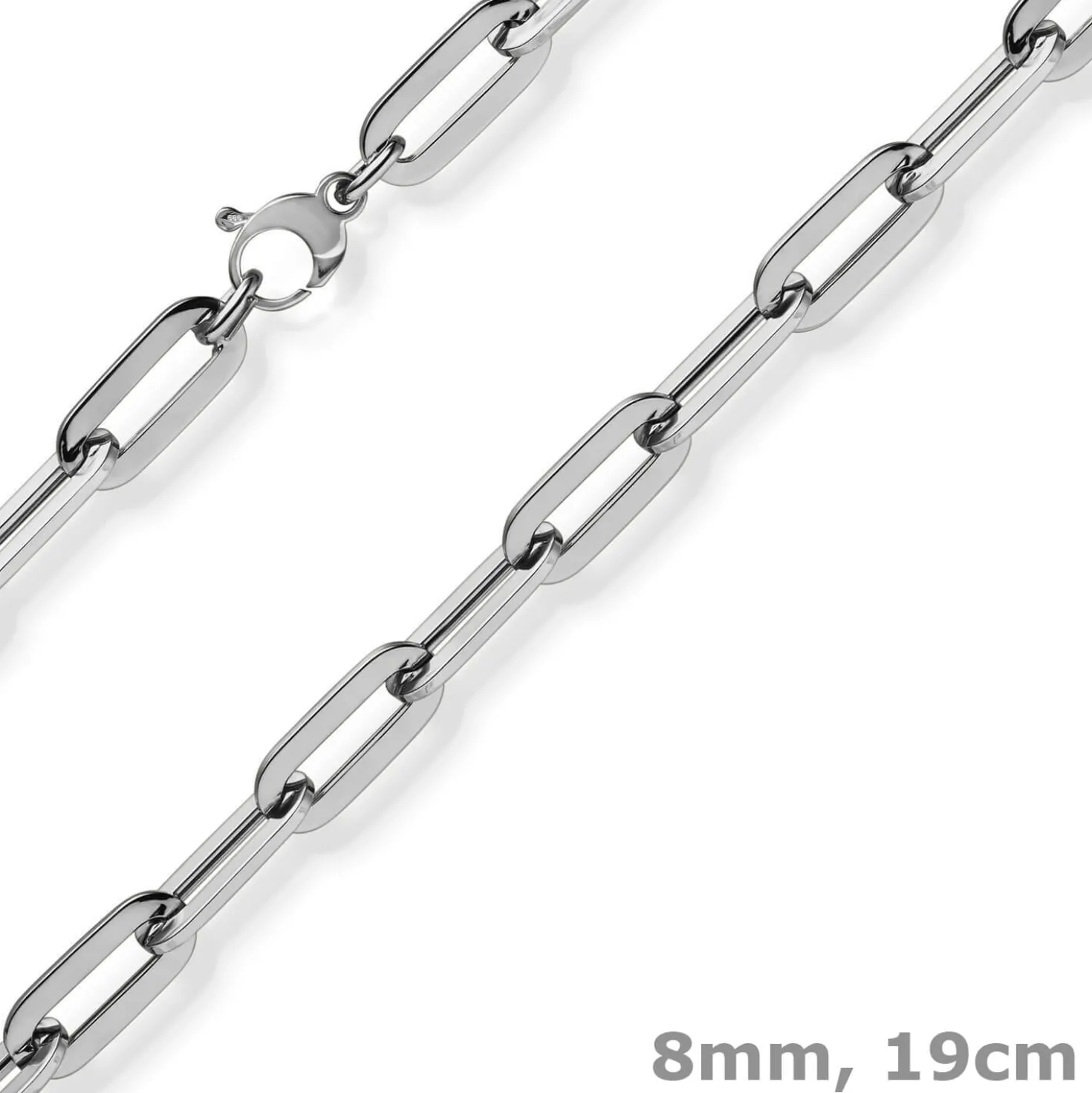 8mm Paper Clip Armband Armschmuck Armkette 750 Gold Weißgold 19cm